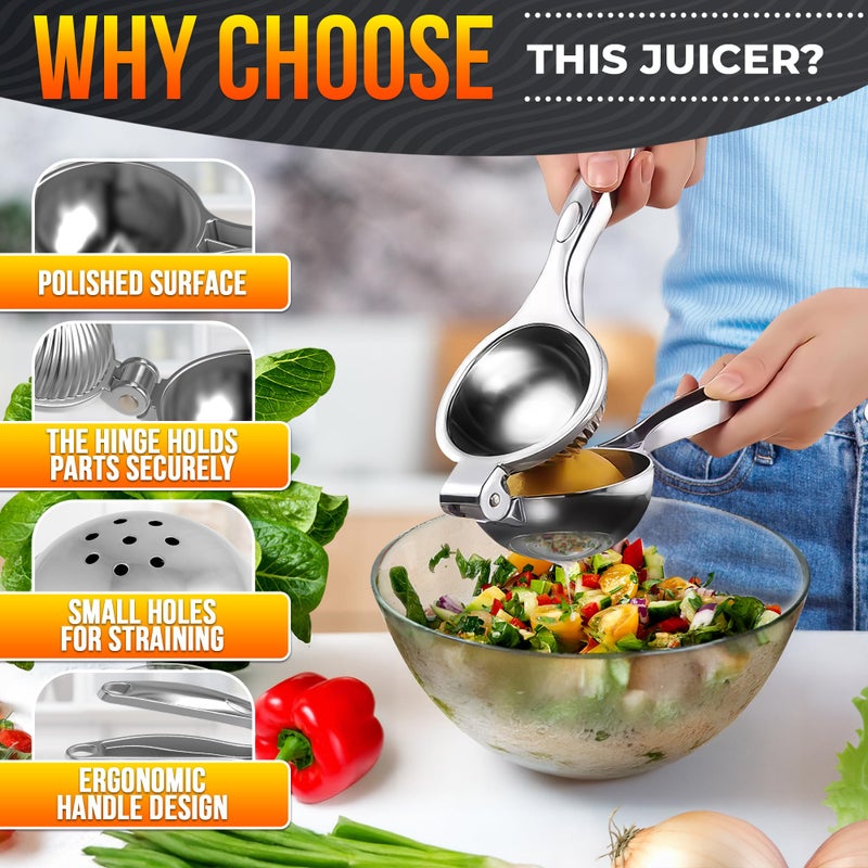 LEGLO Stainless Steel Lemon Squeezer â€“ 8.3"x2.6" Lime Squeezer | Heavy-Duty, Ergonomic Handheld, Valentine Day Juicer for Citrus Juice Extraction for Holiday & Festive Drinks, Great Kitchen Gifts for Chefs - Image 4